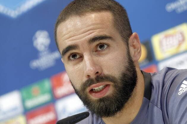 Real Madrid s Daniel Carvajal in press conference PK Pressekonferenz after training session. May 1,2017.  (2017050196)