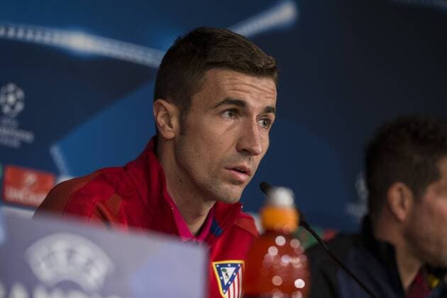 Gabi Fernandez of Atletico de Madrid during the press conference PK Pressekonferenz before the match of Champions League between Real Madrid and Atletico de Madrid at Santiago Bernabeu Stadium in Madrid, Spain. May 01, 2017.  (20170501004)