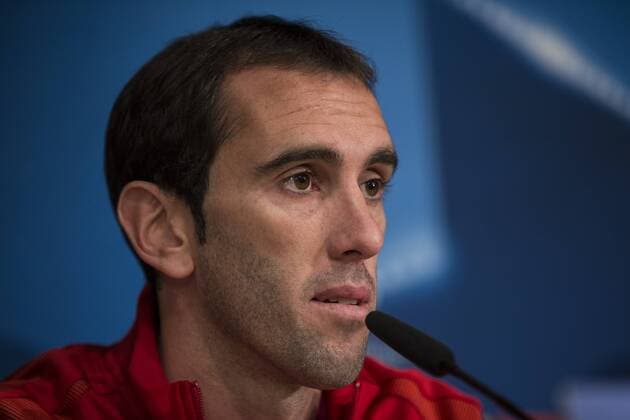 Diego Godin of Atletico de Madrid during the press conference PK Pressekonferenz before the match of Champions League between Real Madrid and Atletico de Madrid at Santiago Bernabeu Stadium in Madrid, Spain. May 01, 2017.  (20170501005)