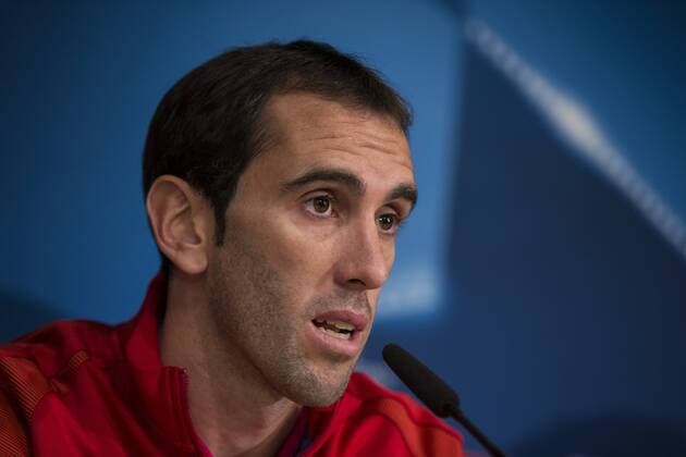 Diego Godin of Atletico de Madrid during the press conference PK Pressekonferenz before the match of Champions League between Real Madrid and Atletico de Madrid at Santiago Bernabeu Stadium in Madrid, Spain. May 01, 2017.  (20170501006)