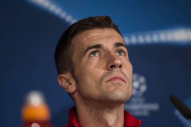 Gabi Fernandez of Atletico de Madrid during the press conference PK Pressekonferenz before the match of Champions League between Real Madrid and Atletico de Madrid at Santiago Bernabeu Stadium in Madrid, Spain. May 01, 2017.  (20170501012)