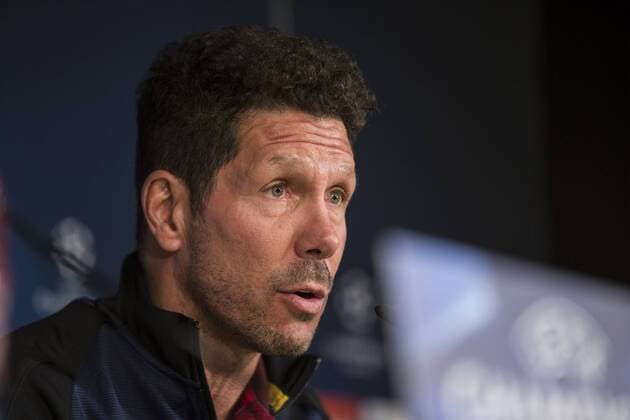 Diego Pablo Cholo Simeone coach of Atletico de Madrid during the press conference PK Pressekonferenz before the match of Champions League between Real Madrid and Atletico de Madrid at Santiago Bernabeu Stadium in Madrid, Spain. May 01, 2017.  (20170501027)