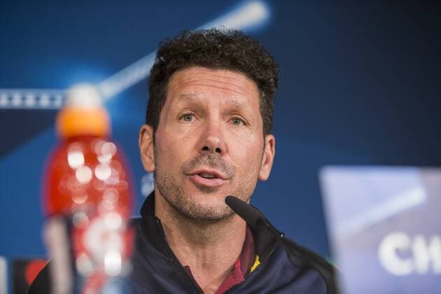 Diego Pablo Cholo Simeone coach of Atletico de Madrid during the press conference PK Pressekonferenz before the match of Champions League between Real Madrid and Atletico de Madrid at Santiago Bernabeu Stadium in Madrid, Spain. May 01, 2017.  (20170501034)