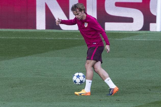 Antoine Griezmann of Atletico de Madrid during the training before the match of Champions League between Real Madrid and Atletico de Madrid at Santiago Bernabeu Stadium in Madrid, Spain. May 01, 2017.  (20170501073)