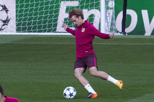 Antoine Griezmann of Atletico de Madrid during the training before the match of Champions League between Real Madrid and Atletico de Madrid at Santiago Bernabeu Stadium in Madrid, Spain. May 01, 2017.  (20170501078)