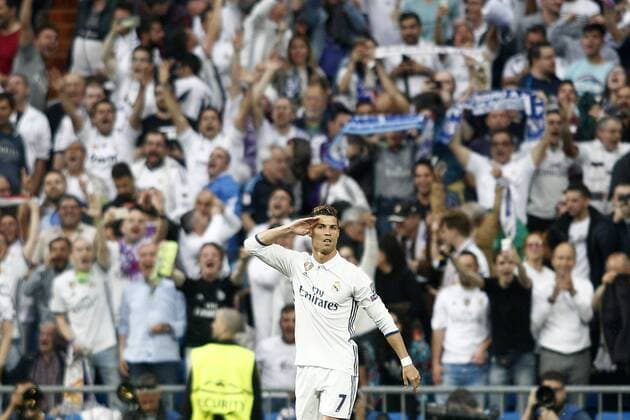 Real Madrid s Cristiano Ronaldo celebrates goal during Champions League 2016 2017 Semi-finals 1st leg match. May 2,2017.  (2017050277)