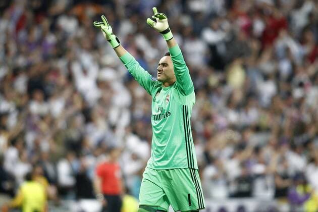 Real Madrid s Keylor Navas celebrates goal during Champions League 2016 2017 Semi-finals 1st leg match. May 2,2017.  (2017050273)