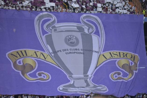 MADRID, ESPANA - 02 MAY of 2017: Tifo of Real Madrid during the match of Champions League between Real Madrid and Atletico de Madrid in Stadium Santiago Bernabeu (Madrid). (Isa Saiz Cordon Press).  xIsaxSaizx xx