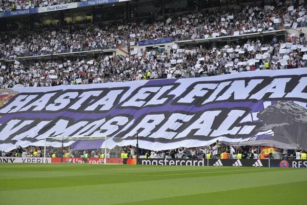 MADRID, ESPANA - 02 MAY of 2017: Tifo of Real Madrid during the match of Champions League between Real Madrid and Atletico de Madrid in Stadium Santiago Bernabeu (Madrid). (Isa Saiz Cordon Press).  xIsaxSaizx xx