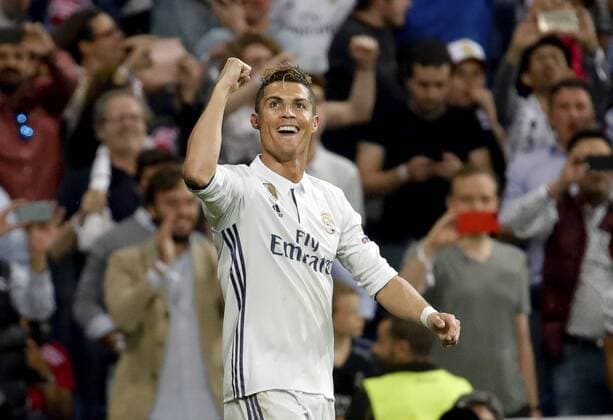 Real Madrid s striker Cristiano Ronaldo jubilates the third goal of the team during the UEFA Champions League semifinal match between Real Madrid and Atletico de Madrid at the Santiago Bernabeu stadium in Madrid, Spain, 02 May 2017. REAL MADRID VS. ATLETICO DE MADRID !ACHTUNG: NUR REDAKTIONELLE NUTZUNG!  Copyright: xJuanJoxMartinx MAD001 20170502-636293620051086221