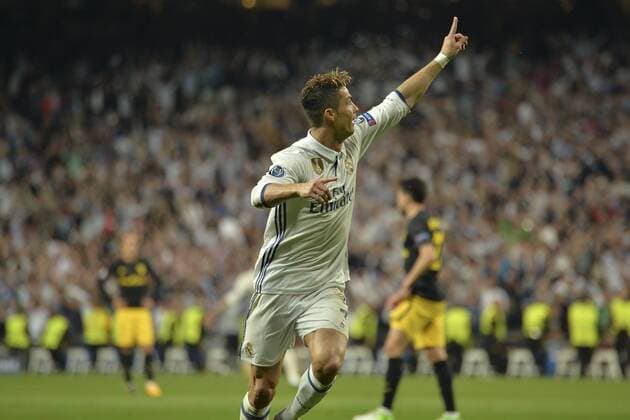 MADRID, ESPANA - 02 MAY of 2017: Goal of Cristiano Ronaldo during the match of Champions League between Real Madrid and Atletico de Madrid in Stadium Santiago Bernabeu (Madrid). (Isa Saiz Cordon Press).  xIsaxSaizx xx