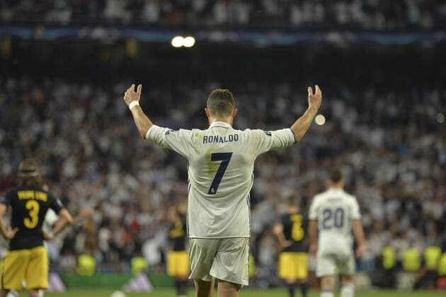 MADRID, ESPANA - 02 MAY of 2017: Goal of Cristiano Ronaldo during the match of Champions League between Real Madrid and Atletico de Madrid in Stadium Santiago Bernabeu (Madrid). (Isa Saiz Cordon Press).  xIsaxSaizx xx