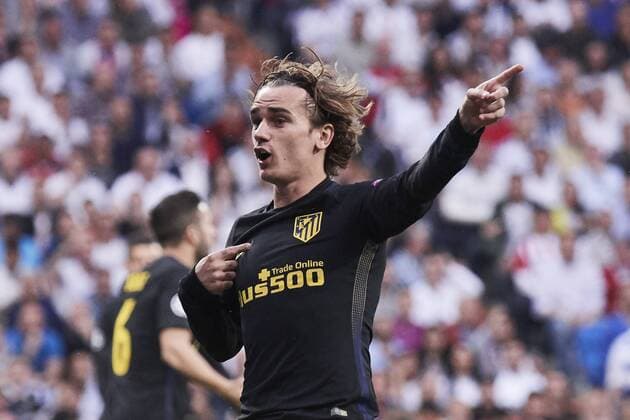 May 2, 2017 - Madrid, Spain - Antoine Griezmann (forward; Atletico Madrid) watched the Champions League, semifinal match between Real Madrid and Atletico de Madrid at Santiago Bernabeu Stadium on May 2, 2017 in Madrid, Spain Spanish Royals attends Real Madrid and Atletico de Madrid Champions League  - ZUMAg15_ 20170502_zaf_g15_003 Copyright: xJackxAbuinx