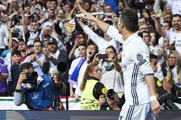 May 2, 2017 - Madrid, Spain - Cristiano Ronaldo (forward; Real Madrid) watched the Champions League, semifinal match between Real Madrid and Atletico de Madrid at Santiago Bernabeu Stadium on May 2, 2017 in Madrid, Spain Spanish Royals attends Real Madrid and Atletico de Madrid Champions League  - ZUMAg15_ 20170502_zaf_g15_116 Copyright: xJackxAbuinx