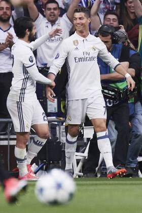 May 3, 2017 - Madrid, Spain - Cristiano Ronaldo (forward; Real Madrid) in action during the Champions League, semifinal match between Real Madrid and Atletico de Madrid at Santiago Bernabeu Stadium on May 2, 2017 in Madrid, Spain Soccer 2017 - Real Madrid 3-0 Atletico Madrid  - ZUMAg15_ 20170503_zaf_g15_028 Copyright: xJackxAbuinx