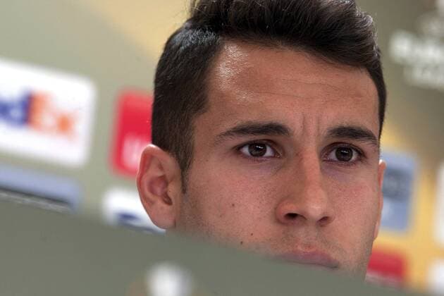 Celta Vigo s captain Hugo Mallo during the press conference PK Pressekonferenz of the team, in Vigo, northwestern Spain, on 03 May 2017, on the eve of Europa League s semifinal first leg match against Manchester United ManU at Vigo s Balaidos Stadium. CELTA DE VIGO S PRESS CONFERENCE !ACHTUNG: NUR REDAKTIONELLE NUTZUNG!  Copyright: xSALVADORxSASx 20170503-636294349457321917