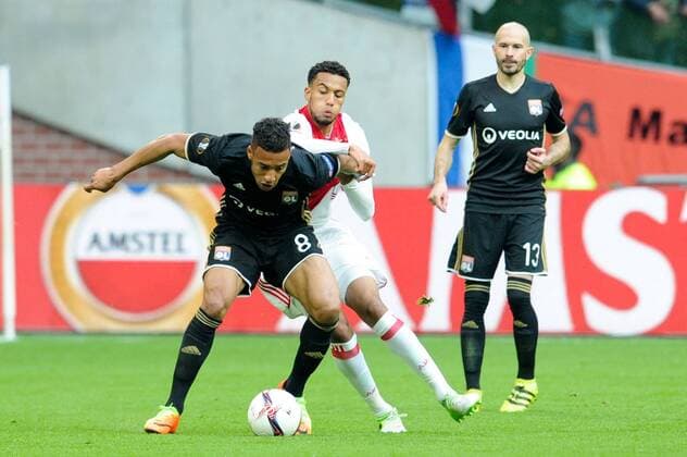 08 CORENTIN TOLISSO (ol) - 13 CHRISTOPHE JALLET (ol) - 02 Kenny Tete (ajax) FOOTBALL : Ajax Amsterdam vs Lyon - Europa League - 1 2 Finale - 03 05 2017 FEP Panoramic 
