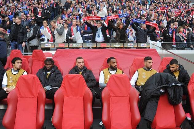 20 Rafael (ol) - 02 Mapou Yanga Mbiwa (ol) - 10 Alexandre Lacazette (ol) - 14 Sergi Darder (ol) - 12 Jordan Ferri (ol) - 11 Rachid Ghezzal (ol) FOOTBALL : Ajax Amsterdam vs Lyon - Europa League - 1 2 Finale - 03 05 2017 FEP Panoramic 