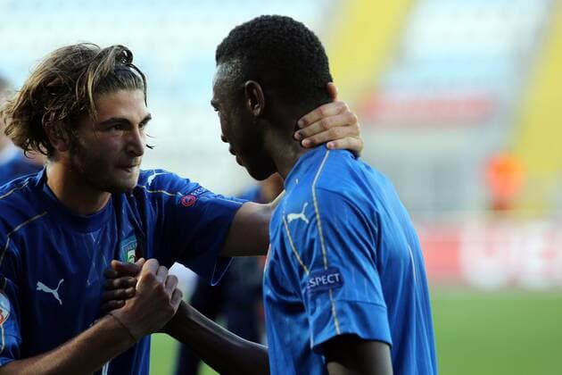 European Football Championship U17 U 17 Group A, Round 1, Croatia - Italy 03.05.2017., HNK Rijeka Stadium, Rijeka, Croatia - European Football Championship U17, Group A, Round 1, Croatia - Italy. skupina A, 01. kolo, Hrvatska - Italija. Manolo Portanova, Moise Kean. GoranxKovacic PIXSELL