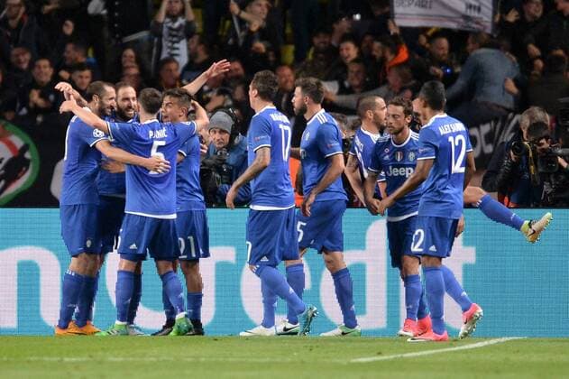 09 Gonzalo Higuain (juv) - 21 Paulo Dybala (juv) - 03 Giorgio Chiellini (juv) - JOIE FOOTBALL : Monaco vs Juventus - Ligue des Champions - 1 2 Finale - 03 05 2017 AnthonyBIBARD FEP Panoramic 