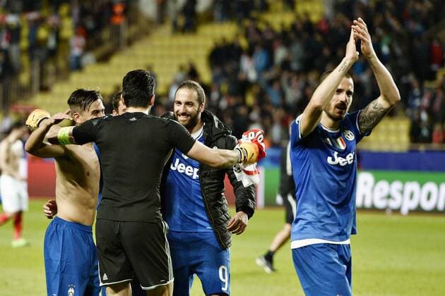 Db Monaco (Francia) 03 05 017 - Champions League Monaco-Juventus foto Daniele Buffa Image nella foto: Gianluigi Buffon-Gonzalo Higuain-Paulo Dybala-Leonardo Bonucci 