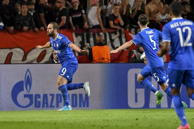 Joie - GONZALO GERARDO HIGUAIN (Juventus de Turin) FOOTBALL : AS Monaco vs Juventus de Turin - Ligue des champions - 1 2 finale - 03 05 2017 NorbertScanella Panoramic 