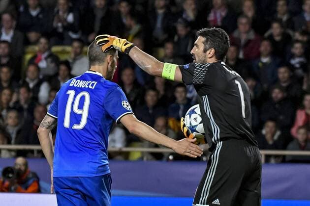 Gianluigi Buffon (Juventus de Turin) - Bonucci (Juventus de Turin) FOOTBALL : AS Monaco vs Juventus de Turin - Ligue des champions - 1 2 finale - 03 05 2017 NorbertScanella Panoramic 