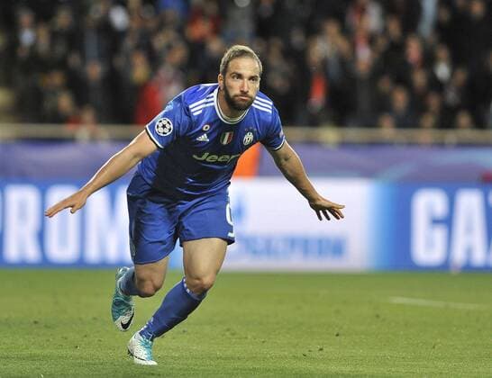 03.05.2017, Louis II, Monte Carlo, MCO, UEFA CL, AS Monaco vs Juventus Turin, Halbfinale, Hinspiel, im Bild Gonzalo Higuain of Juventus celebrates scoring their second goal Gonzalo Higuain of Juventus celebrates scoring their second goal during the UEFA Champions League semi final,1st leg match between AS Monaco and Juventus Turin at the Louis II in Monte Carlo, Monaco on 2017 05 03. Monte Carlo EP_fil