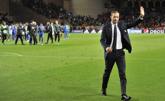 03.05.2017, Louis II, Monte Carlo, MCO, UEFA CL, AS Monaco vs Juventus Turin, Halbfinale, Hinspiel, im Bild Head coach of Juventus, Massimiliano Allegri celebrates with fans at full time Head coach of Juventus, Massimiliano Allegri celebrates with fans at full time during the UEFA Champions League semi final,1st leg match between AS Monaco and Juventus Turin at the Louis II in Monte Carlo, Monaco on 2017 05 03. Monte Carlo EP_fil