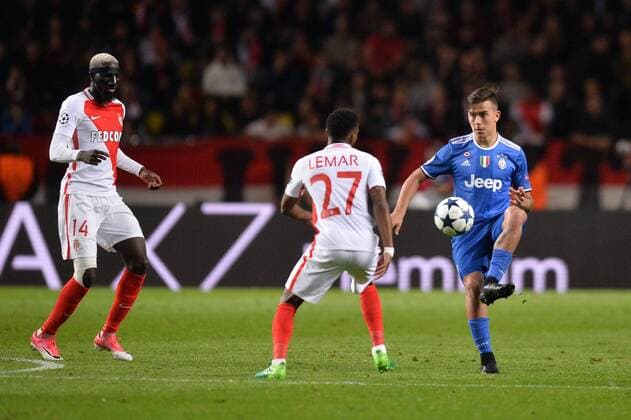 Fußball, CL, AS Monaco - Juventus Turin 21 Paulo Dybala (juv) - 14 TIEMOUE BAKAYOKO (mon) FOOTBALL : Monaco vs Juventus - Ligue des Champions - 1 2 Finale - 03 05 2017 AnthonyBIBARD FEP Panoramic 