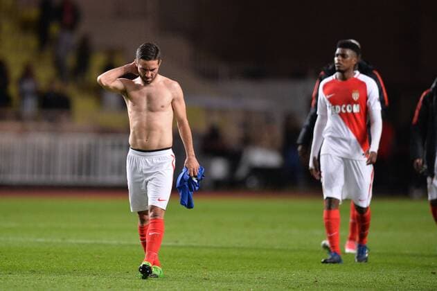 Fußball, CL, AS Monaco - Juventus Turin 08 JOAO MOUTINHO (mon) - DECEPTION FOOTBALL : Monaco vs Juventus - Ligue des Champions - 1 2 Finale - 03 05 2017 AnthonyBIBARD FEP Panoramic 