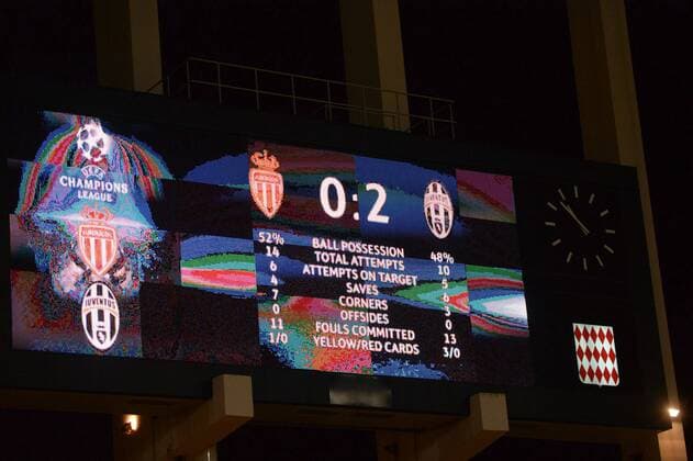 Fußball, CL, AS Monaco - Juventus Turin ILLUSTRATION - ECRAN GEANT - SCORE FINAL FOOTBALL : Monaco vs Juventus - Ligue des Champions - 1 2 Finale - 03 05 2017 AnthonyBIBARD FEP Panoramic 