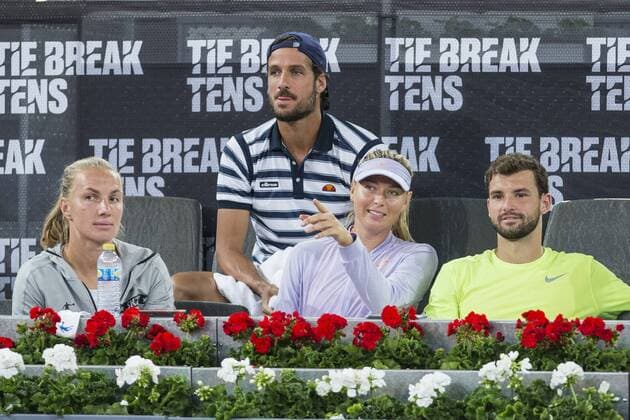 Maria Sharapova, Feliciano Lopez and Grigor Dimitrov during the match of the Charity day previus at Madrid Open Tenis 2017in Madrid, Spain. May 04, 2017.  (20170504030)