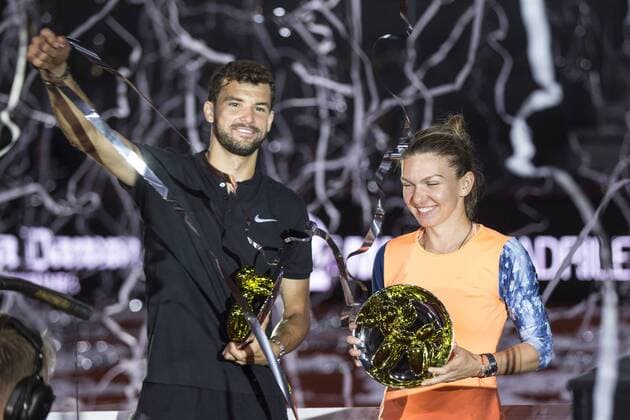Bilder des Tages - SPORT Simona Halep and Grigor Dimitrov win the of the Charity day previus at Madrid Open Tenis 2017in Madrid, Spain. May 04, 2017.  (20170504065)