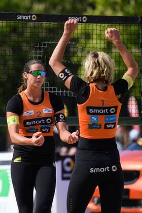 06.05.2017, Muenster, Schlossplatz Beachvolleyball, smart beach tour, Supercup Muenster Jubel Kira Walkenhorst, Laura Ludwig