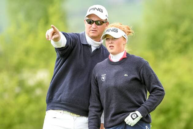 GOLF - Ladies Open 2017 GAMS,SWITZERLAND,06.MAY.17 - GOLF - Ladies Open, GC Gams-Werdenberg. Image shows Mathilda Cappeliez (FRA) and her father. GEPAxpictures xOliverxLerch