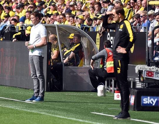 06.05.2017, xhbx, Fussball 1.Bundesliga, Borussia Dortmund - TSG 1899 Hoffenheim, emspor, v.l. Trainer Julian Nagelsmann (TSG 1899 Hoffenheim), Trainer Thomas Tuchel (Borussia Dortmund) Dortmund
