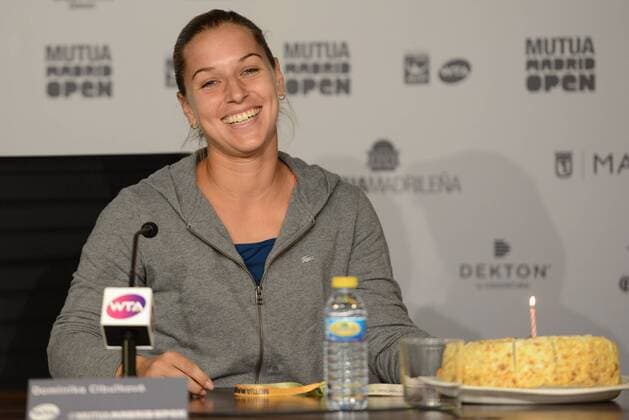 May 6, 2017 - Madrid, Spain - DOMINIKA CIBULKOVA is presented with a cake in celebration of her 28th birthday. Tennis 2017 - Mutua Madrid Open - Day 1 - ZUMAl132 20170506_zap_l132_019 Copyright: xChristopherxLevyx