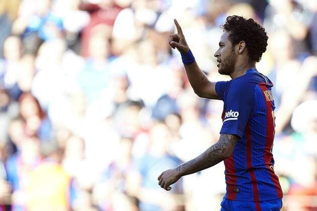 FC Barcelona Barca s Brazilian Neymar celebrates after scoring against Villarreal during their Spanish Primera Division soccer game at Camp Nou stadium in Barcelona, northeastern Spain, 06 May 2017. FC Barcelona vs. Villarreal !ACHTUNG: NUR REDAKTIONELLE NUTZUNG!  Copyright: xAlejandroxGarciax GRA390 20170506-636296945236623729
