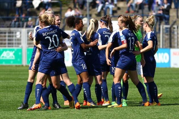 Fussball, Frauen, 1. Bundesliga, Saison 2016 17, 18. Spieltag, 1. FFC Turbine Potsdam - VfL Wolfsburg, Jubel nach dem Tor zum 1:1 durch Tabea Kemme (Nr. 21, 1. FFC Turbine Potsdam), 07.05.17, Copyright: xMichaelxHundtx xMatthiasxKochx