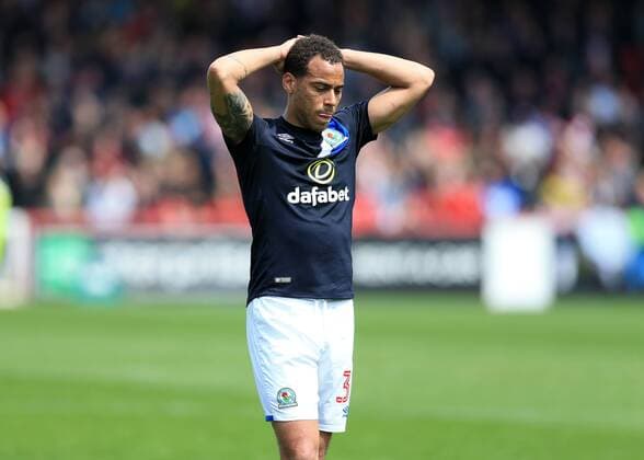 May 7th 2017, Griffin Park, Brentford, Middlesex, England; EFL Championship football Brentford versus Blackburn Rovers; Elliott Bennett of Blackburn Rovers in dejection after Blackburn Rovers are relegated from EFL Championship to EFL League 1 xJohnxPatrickxFletcherx  ActionPlus11876469