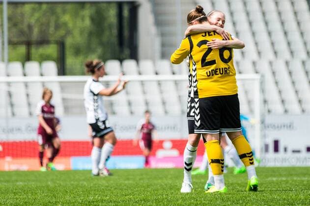 GER, 1.AFBL, SGS Essen vs FF USV Jena 07.05.2017, Stadion Essen, Essen, GER, 1.AFBL, SGS Essen vs FF USV Jena, im Bild picture shows Justien Odeurs (FF USV Jena 26) jubelt über den Treffer zum 2:0, Foto © nordphoto Rauch nordphotox xRauch