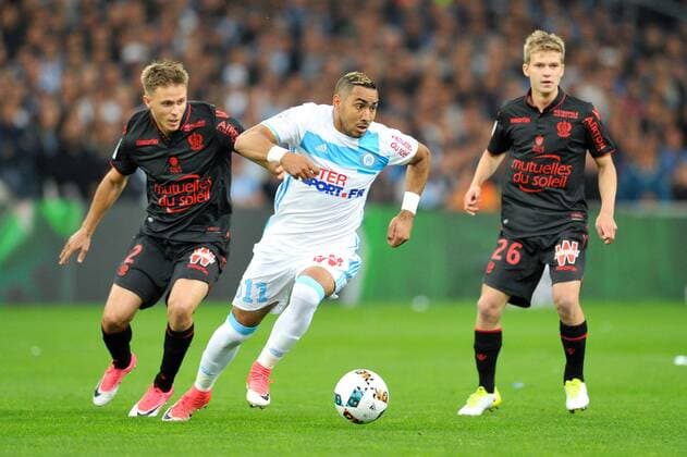 11 DIMITRI PAYET (om) - 02 ARNAUD SOUQUET (nice) - 26 VINCENT KOZIELLO (nice) FOOTBALL : Marseille vs Nice - Ligue 1 - 07 05 2017 FEP Panoramic 