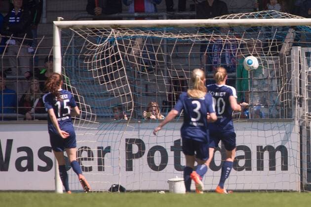 07.05.2017, xfrx, Fussball 1.Bundesliga Damen, Turbine Potsdam - VfL Wolfsburg v.l. Tessa Wullaert (VfL Wolfsburg) Tor zum 1:3 Potsdam