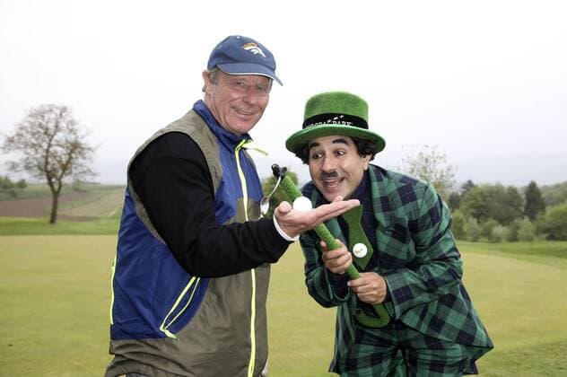 Berti Vogts und Albert de Paris als Charlie Chaplin beim Europa-Park Eagles Charity Golfcup 2017 auf dem Golfplatz des Europa-Park Golfclubs Breisgau e.V. in Herbolzheim-Tutschfelden. Rust, 08.05.2017 Foto:xS.xGabschx xFuturexImage