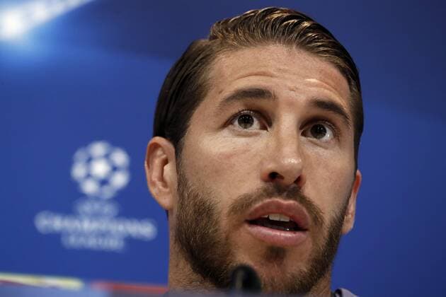 Real Madrid s player Sergio Ramos offers a press conference PK Pressekonferenz after the team s training session in Madrid, Spain, on 09 May 2017. Real Madrid will face Atletico de Madrid in the Champions League semi finals on 10 May 2017. Real Madrid training session !ACHTUNG: NUR REDAKTIONELLE NUTZUNG!  Copyright: xEmilioxNaranjox 20170509-636299365091376108
