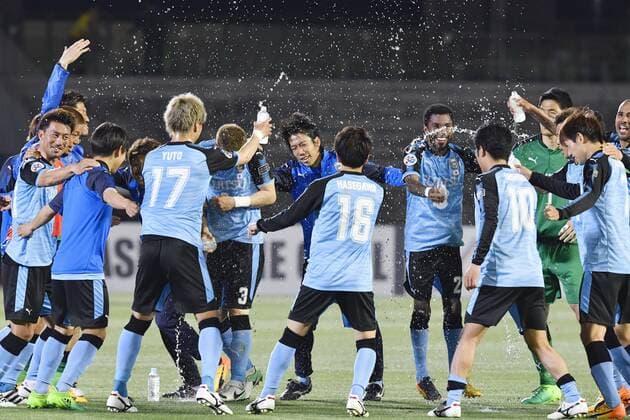 Soccer: Kawasaki hammer Eastern to reach last 16 of ACL Players of Japan s Kawasaki Frontale celebrate after beating Hong Kong s Eastern SC 4-0 in an Asian Champions League Group G match in Kawasaki, south of Tokyo, on May 9, 2017. Kawasaki booked their spot in the knockout phase of the ACL. 