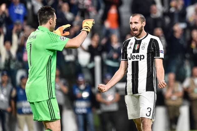 Giorgio Chiellini of Juventus celebrate with Gianluigi Buffon of Juventus the victory at the end of the UEFA Champions League Semi-Final game 2 match between Juventus and Monaco at the Juventus Stadium, Turin, Italy on 9 May 2017. Copyright: xGiuseppexMaffiax 15320085