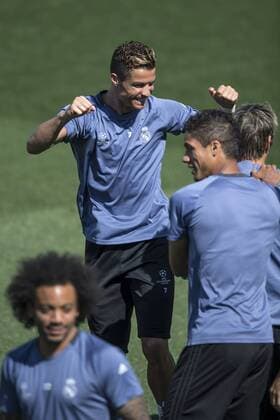 Fußball, CL, Real Madrid Training Entrenamiento del Real Madrid en Valdebebas. En la imagen, Cristiano Ronaldo. Real Madrid practice at Valdebebas. In this picture, Cristiano Ronaldo. xJUANxAGUADOx 