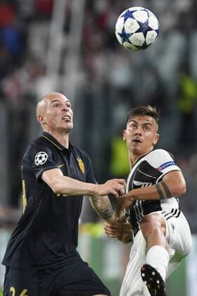 May 9th 2017, Juventus Stadium, Turin, Italy; UEFA Champions League semi-final, Juventus versus AS Monaco 2nd leg; Paulo Dybala and Andrea Raggi fight for the ball xPierpaoloxPiciuccox  ActionPlus11877632